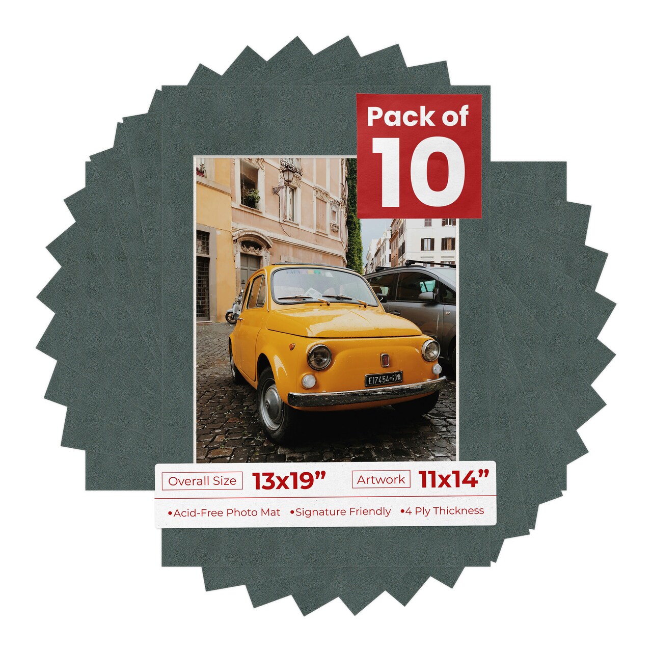 Dark Grey Suede Mat Board for 13x19 Frames - Fits 11x14 Photos